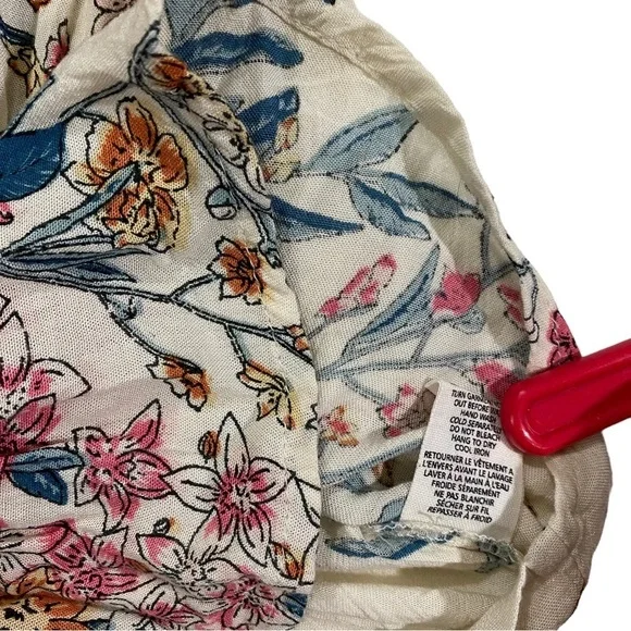 Billabong Play Day Women Cream Floral Long Sleeve Scoop Neck Crinkle Top Sz Sm - Picture 12 of 15